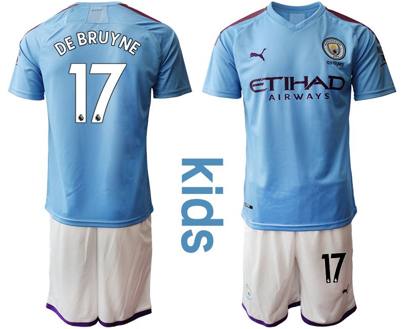 Youth 2019-2020 club Manchester City home #17 blue Soccer Jerseys->customized soccer jersey->Custom Jersey